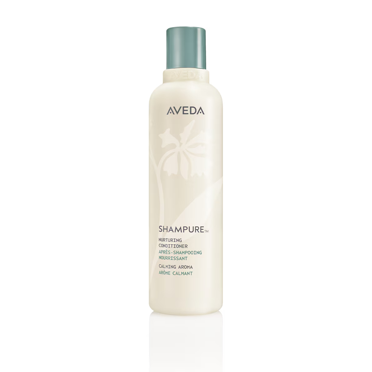 Shampure Nurturing Conditioner in a beige plastic bottle with a sage green cap, featuring botanical graphics and text. - SAAB Salon Spa | Ottawa On, Canada
