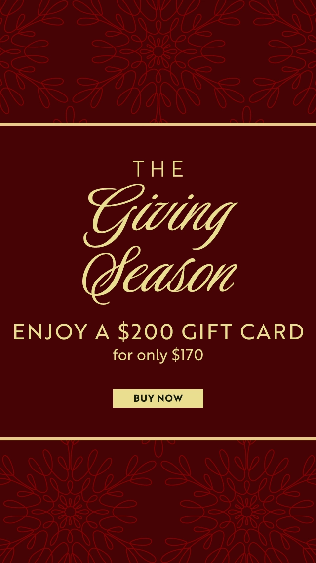 The Giving Season promotion: enjoy a $200 gift card for $170. Buy now button. - SAAB Salon Spa | Ottawa On, Canada