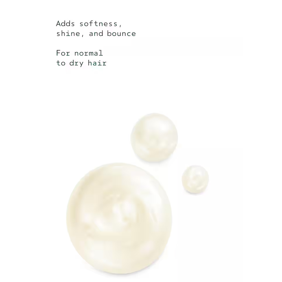 Three dollops of Cherry Almond Softening Shampoo cream on a white background with text reading: “Adds softness, shine, and bounce. For normal to dry hair.” - SAAB Salon Spa | Ottawa On, Canada